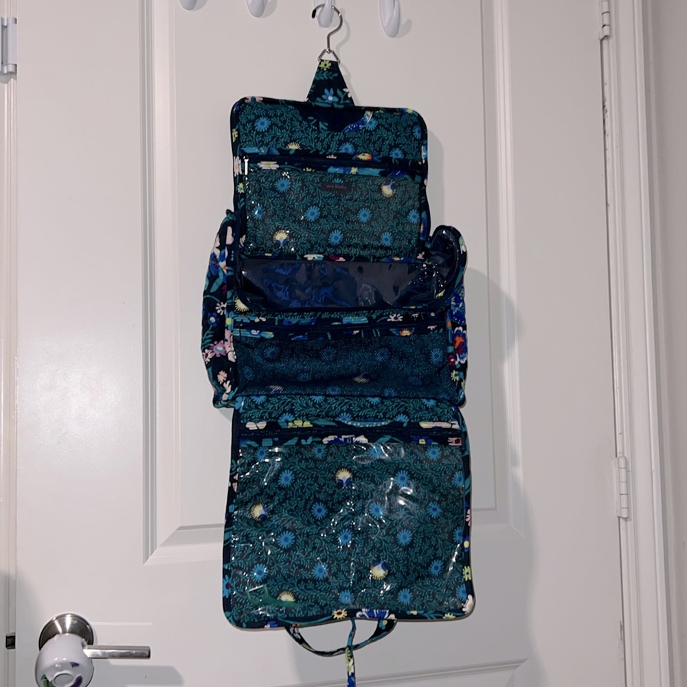 VERA BRADLEY Hanging Travel Organizer Flowery Aqua Theme Tie-Up - Picture 2 of 4